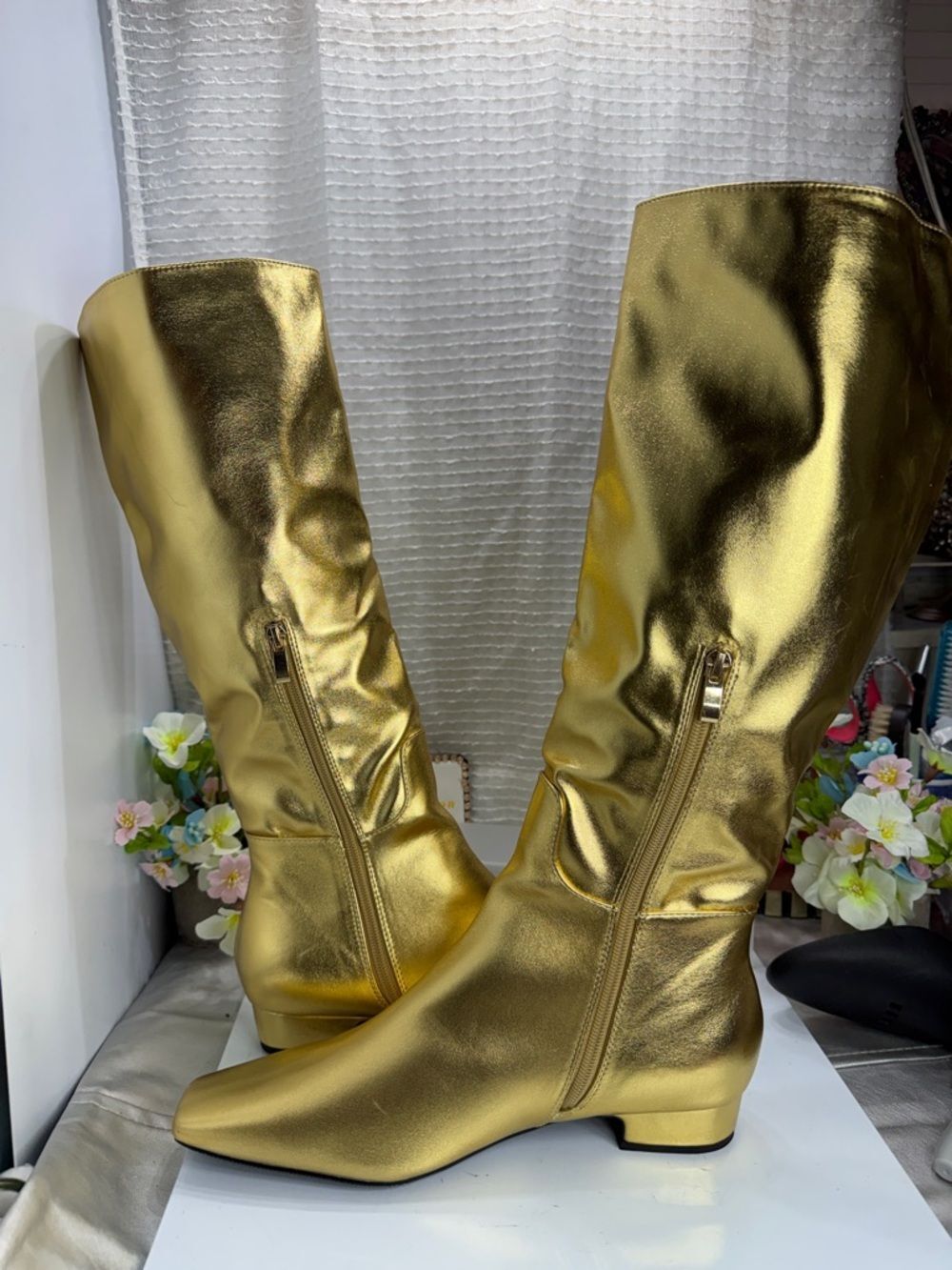 (Q6)Beauty Cry women's square toe knee-high boots with low chunky heel,size 10.5 - Picture 10 of 15